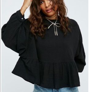 Free people wildcat/peasant top in black
